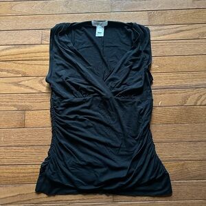 WHBM Black Sleeveless V-Neck Top